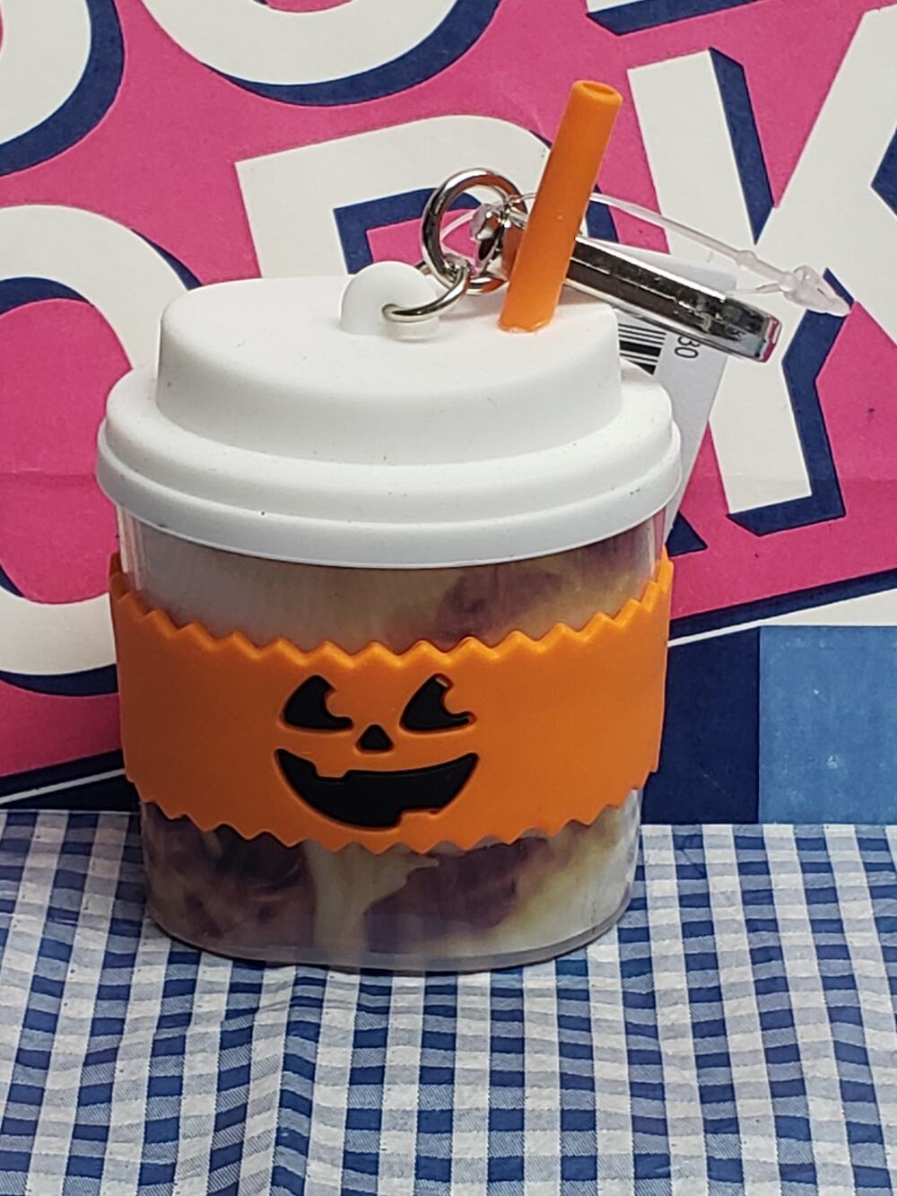 BBW Pumpkin Latte Cup Keychain PocketBac Holder Backpack Purse Luggage Keychain